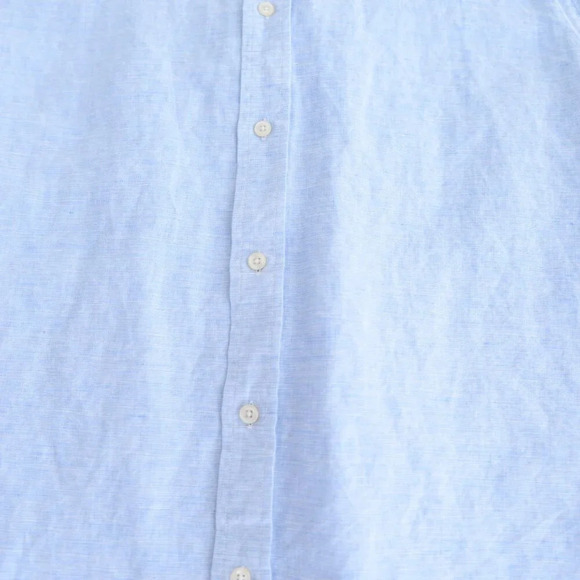 Chaps Sky Blue  52% Linen Button Down Short Sleeve Dress Shirt Size XL - Picture 5 of 10